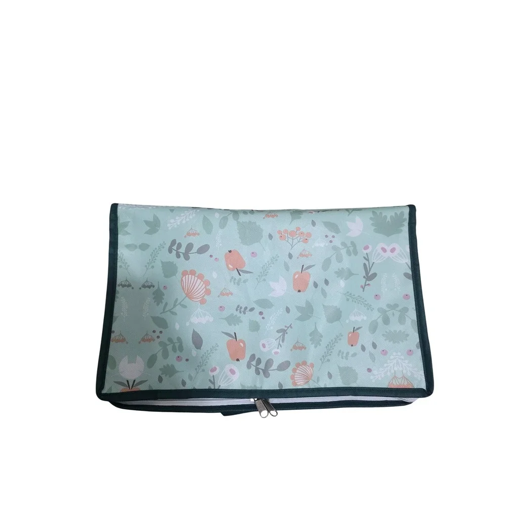 Baleine Insulated Grocery Bag Botanical Apple Print Reusable Thermal Tote Green